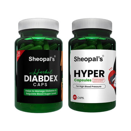 Sheopal'S Super Combo Herbal Diabdex 30capsule For Blood Sugar & Hyper 60capsule For Hypertension