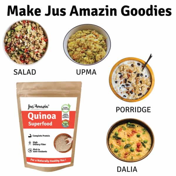 Jus Amazin Organic Quinoa - (500G) Superfood Rich In Fiber & Omega-3