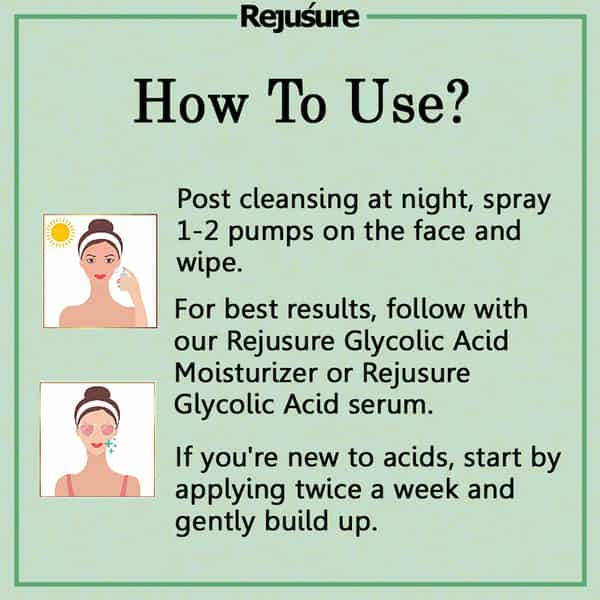 Rejusure Glycolic Acid Face Mist Toner For Improved Skin Brightness & Visible Clarity - 100 Ml