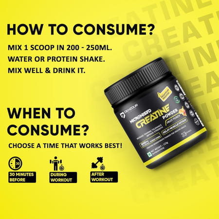 Denzour Nutrition Pure Micronised Creatine Monohydrate Powder | 3g Per Serve (122g | Fruit Punch)
