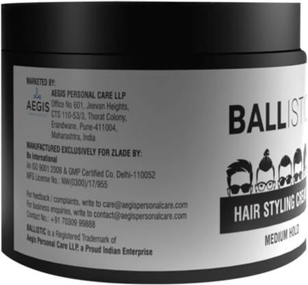 Ballistic By Zlade Hair Stylling Cream -Medium Hold -100 Gm