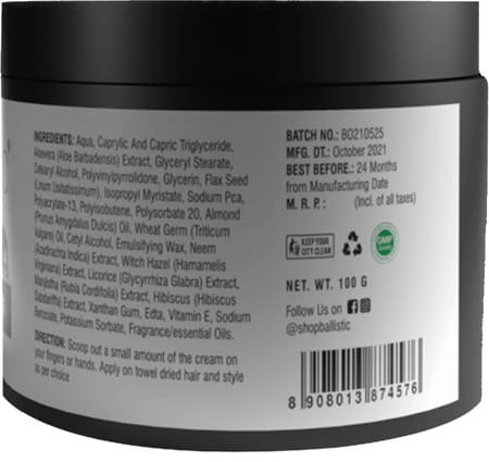 Ballistic By Zlade Hair Stylling Cream -Medium Hold -100 Gm
