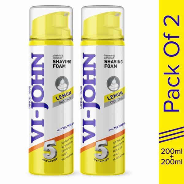Vi-John Classic Menthol Sensitive Skin 5 Way Action Shaving Foam With Vitamin E (200Gm Each, 2 Pack)