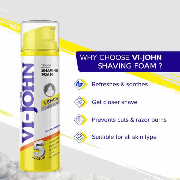Vi-John Classic Menthol Sensitive Skin 5 Way Action Shaving Foam With Vitamin E (200Gm Each, 2 Pack)