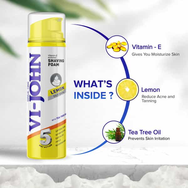 Vi-John Classic Menthol Sensitive Skin 5 Way Action Shaving Foam With Vitamin E (200Gm Each, 2 Pack)