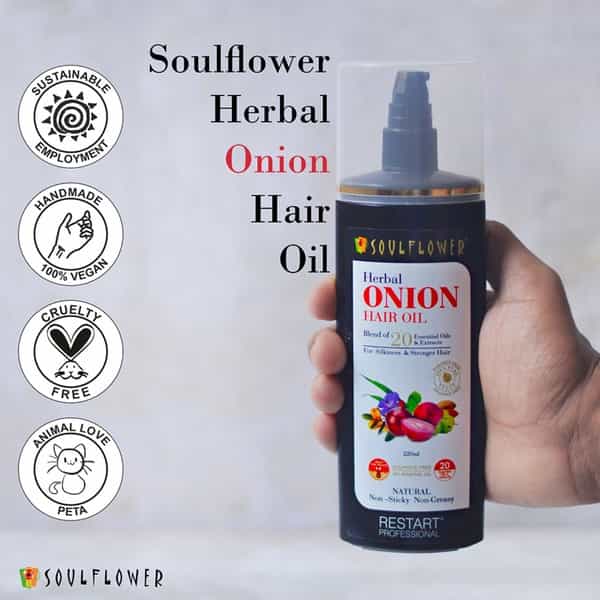 Soulflower Herbal Onion Hair Growth & Hair Fall Control Oil 220Ml