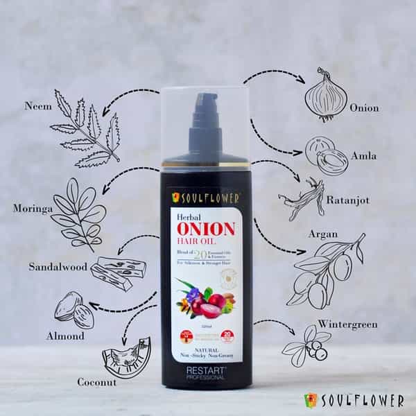 Soulflower Herbal Onion Hair Growth & Hair Fall Control Oil 220Ml