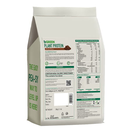 Bgreen By Healthkart Vegan Plant Protein Powder (Chocolate | 500g | 13 Servings)