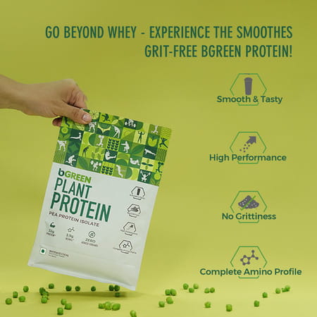 Bgreen By Healthkart Vegan Plant Protein Powder (Chocolate | 500g | 13 Servings)
