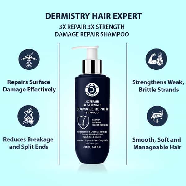 Dermistry Damage Control & Breakage Repair Sulphate Free Keratin Protein Shampoo - 200Ml