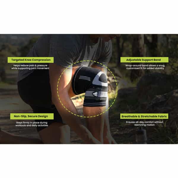 Actifit Knee Support With Adjustable Band | Compression Brace For Pain Relief | Sports & Gym - M