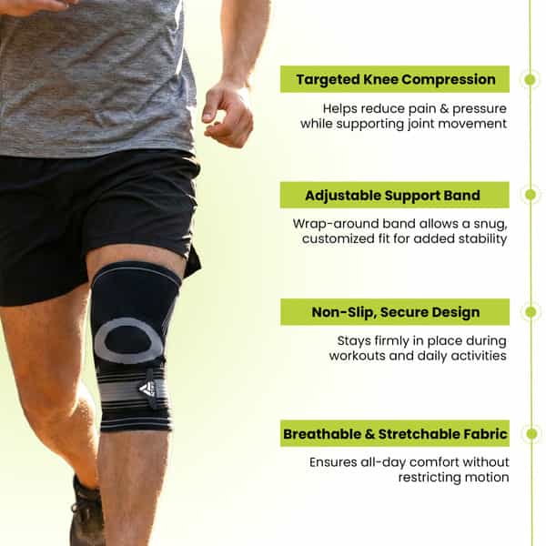 Actifit Knee Support With Adjustable Band | Compression Brace For Pain Relief | Sports & Gym - M