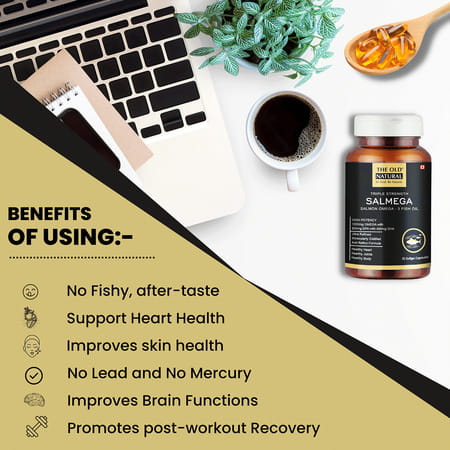 The Old Natural Salmega Triple Strength Salmon Omega-3 Fish Oil Tablets 1800mg - 30 Softgels