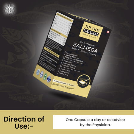 The Old Natural Salmega Triple Strength Salmon Omega-3 Fish Oil Tablets 1800mg - 30 Softgels