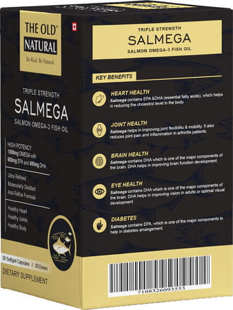 The Old Natural Salmega Triple Strength Salmon Omega-3 Fish Oil Tablets 1800mg - 30 Softgels