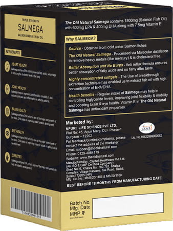 The Old Natural Salmega Triple Strength Salmon Omega-3 Fish Oil Tablets 1800mg - 30 Softgels