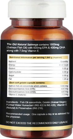 The Old Natural Salmega Triple Strength Salmon Omega-3 Fish Oil Tablets 1800mg - 30 Softgels