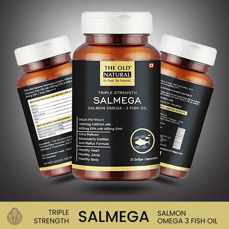 The Old Natural Salmega Triple Strength Salmon Omega-3 Fish Oil Tablets 1800mg - 30 Softgels