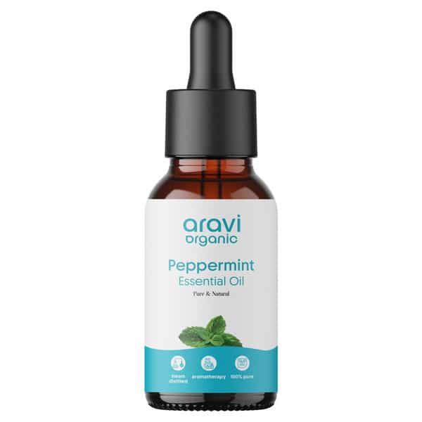 Aravi Organic Peppermint Essential Oil - Refreshes & Energizes | Promotes Healthy Scalp & Hair 15Ml