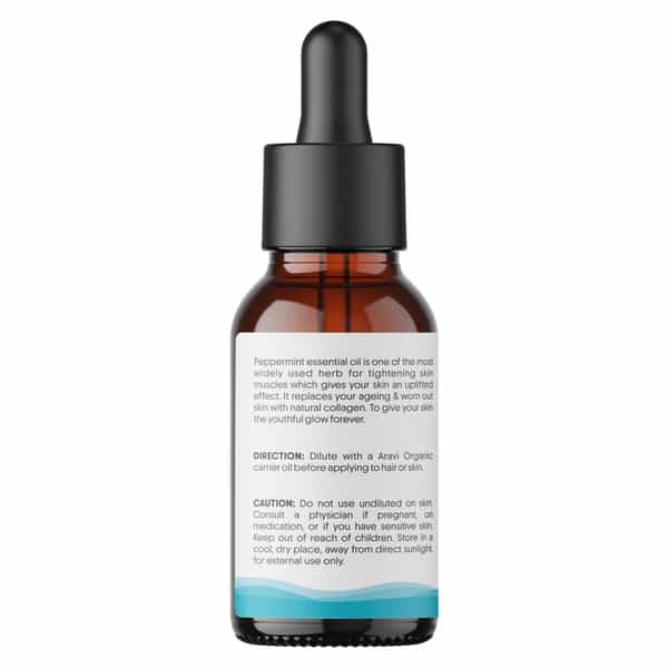 Aravi Organic Peppermint Essential Oil - Refreshes & Energizes | Promotes Healthy Scalp & Hair 15Ml