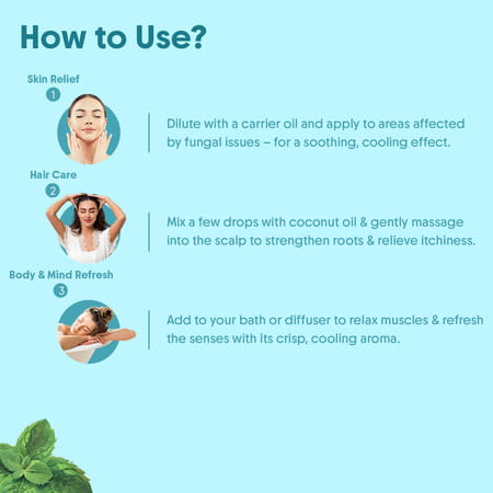 Aravi Organic Peppermint Essential Oil - Refreshes & Energizes | Promotes Healthy Scalp & Hair 15ml