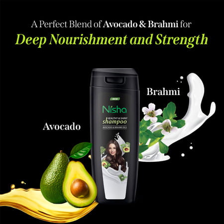Nisha Healthy & Shiny Shampoo 340ml | Avocado & Brahmi Shampoo For Strong Beautiful Hair