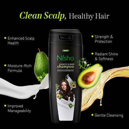 Nisha Healthy & Shiny Shampoo 340ml | Avocado & Brahmi Shampoo For Strong Beautiful Hair