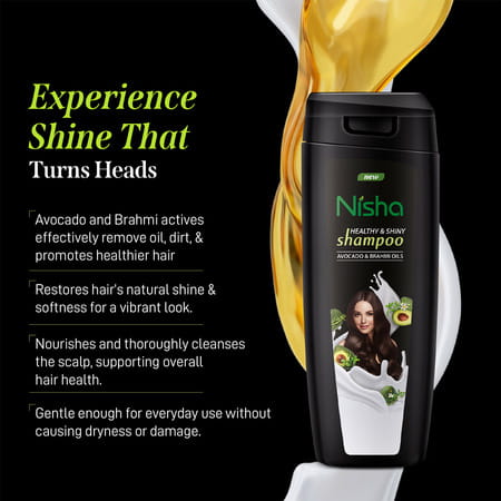 Nisha Healthy & Shiny Shampoo 340ml | Avocado & Brahmi Shampoo For Strong Beautiful Hair