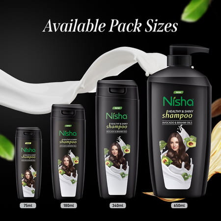 Nisha Healthy & Shiny Shampoo 340ml | Avocado & Brahmi Shampoo For Strong Beautiful Hair