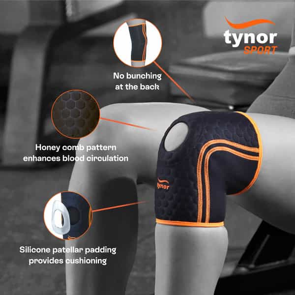 Tynor Knee Cap (Neo) Black & Green Medium 1 Unit