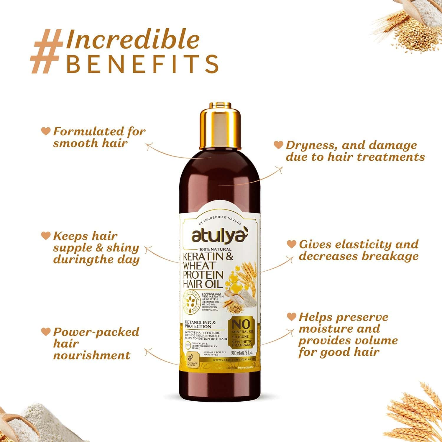 Buy ATULYA KERATIN & WHEAT PROTEIN HAIR OIL 200 ML Online & Get Upto 60 OFF at PharmEasy