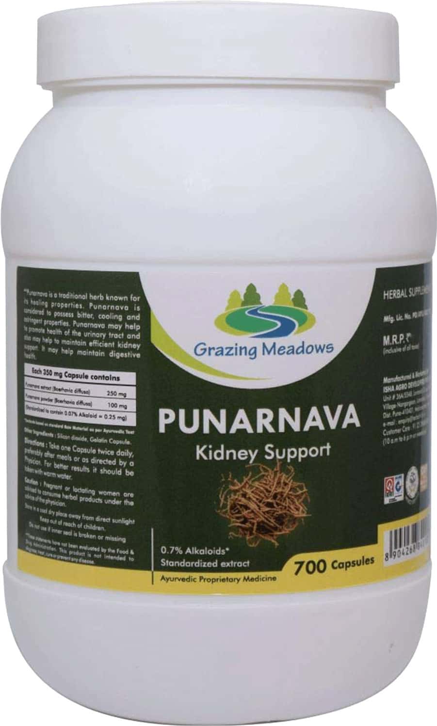 Grazing Meadows Punarnava Capsules - 700 Capsules (Pack Of 5)
