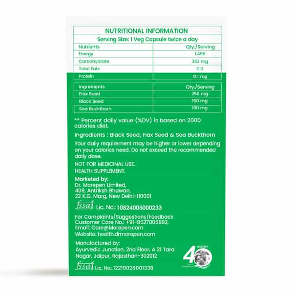 Dr. Morepen Veg Omega 3 6 7 9 Capsules 500Mg For Healthy Heart | Brain | Joints|60 Capsules | 2 Pack