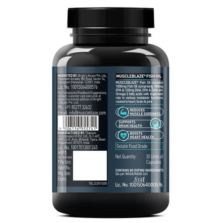 Muscleblaze Omega 3 Fish Oil (30 Capsules) | Trustified Certified For Accuracy & Purity