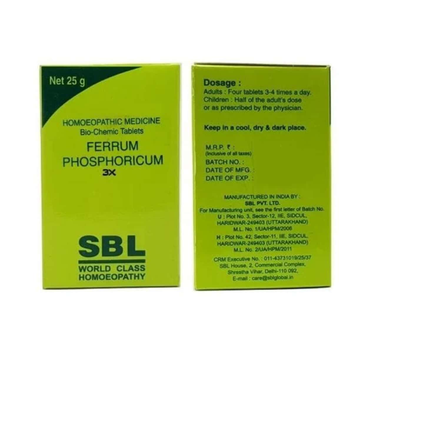 Sbl Ferrum Phosphoricum Biochemic Tablet 3x 25 Gm Pack Of 2