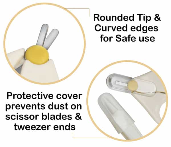 Luvlap Baby Grooming Scissors & Nail Clipper Set/Kit Manicure Set 4Pcs White 0M+