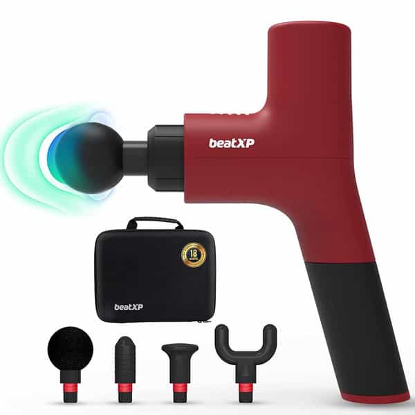 Beatxp Bolt Prime Tissue Massage Gun Percussion Muscle Massager For Full Body Pain Relief (Red)