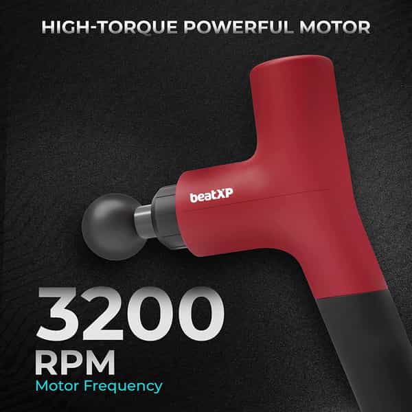 Beatxp Bolt Prime Tissue Massage Gun Percussion Muscle Massager For Full Body Pain Relief (Red)