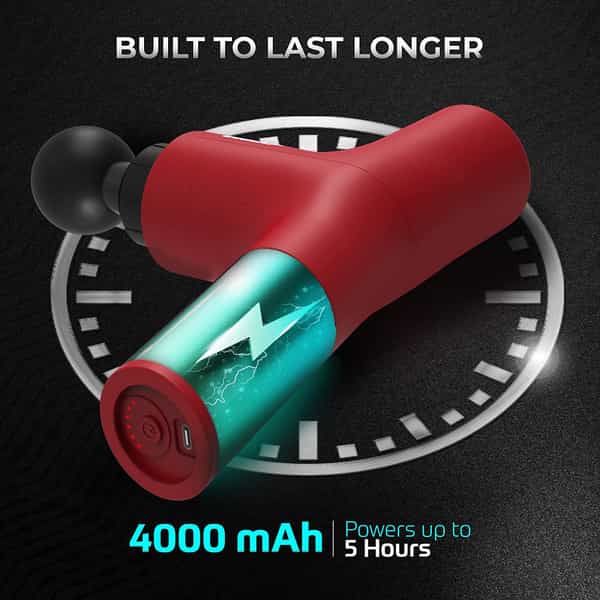Beatxp Bolt Prime Tissue Massage Gun Percussion Muscle Massager For Full Body Pain Relief (Red)