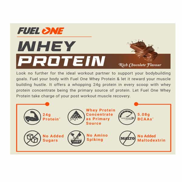 Fuelone Whey Protein Blend | Rich Chocolate | Pack Of 5 | 24G Protein Per Scoop