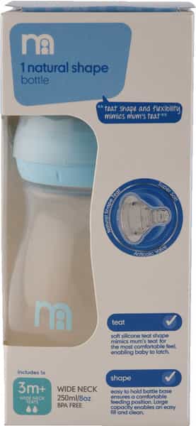 Mothercare Wide Neck Bottle - Blue - 250Ml