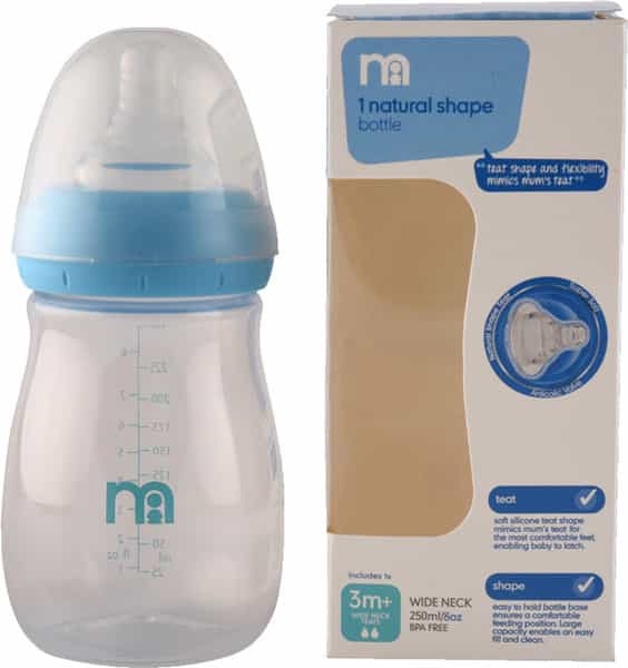 Mothercare Wide Neck Bottle - Blue - 250Ml