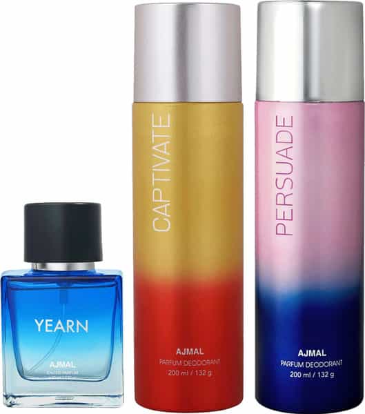 Ajmal Captivate & Ajmal Persuade Deodorant 200 Ml For Unisex & Ajmal Yearn Edp 50 Ml For Men +2