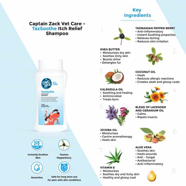 Captain Zack Vet Care - Tazsoothe Itch Relief Shampoo For Dogs 500 Ml