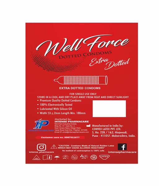 Well Force Strawberry Flavoured Extra Dotted Condoms Box Of 10