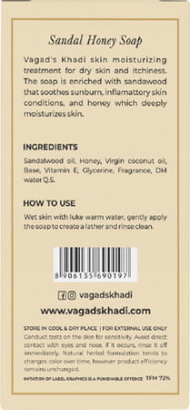 Vagad'S Khadi Sandal & Honey Soap 100gm | Nourishes Skin | Good For All Skin Types | Pack Of 3