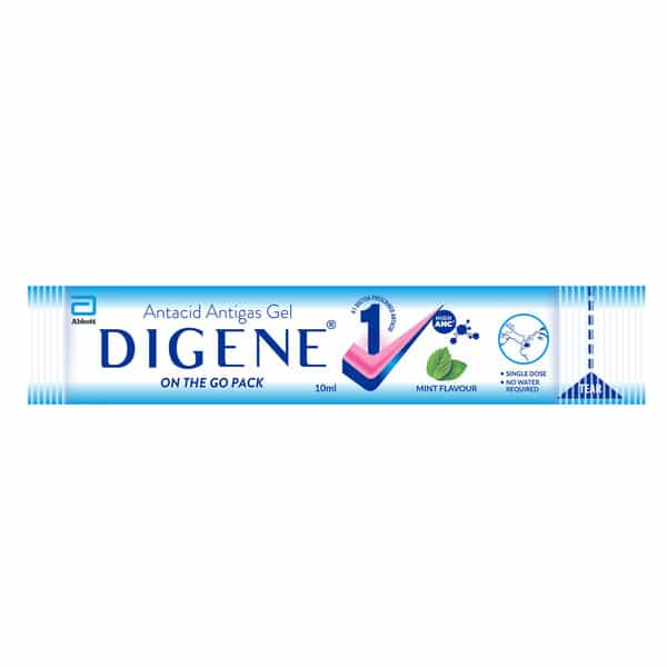 Digene Mint Flavour Antacid Antigas On The Go Pack Gel 10Ml (Pack Of 5)