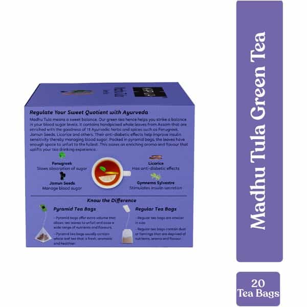 Kapiva Madhu Tula Green Tea | Helps Regulate Blood Sugar| Contains Jamun Seeds Fenugreek 20 Tea Bags
