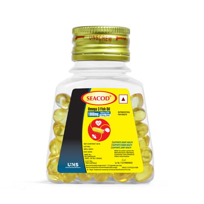 Seacod Omega 3 Fish Oil 1000mg Capsules 60 No'S