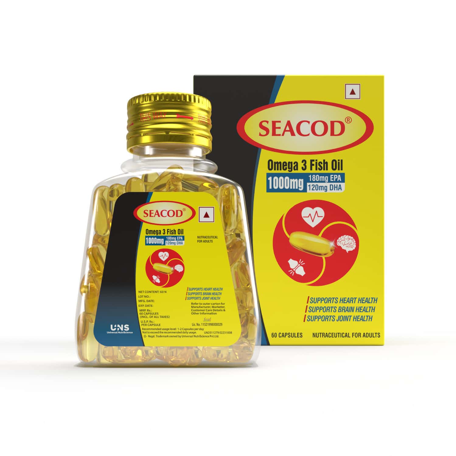 Seacod Omega 3 Fish Oil 1000mg Capsules 60 No's